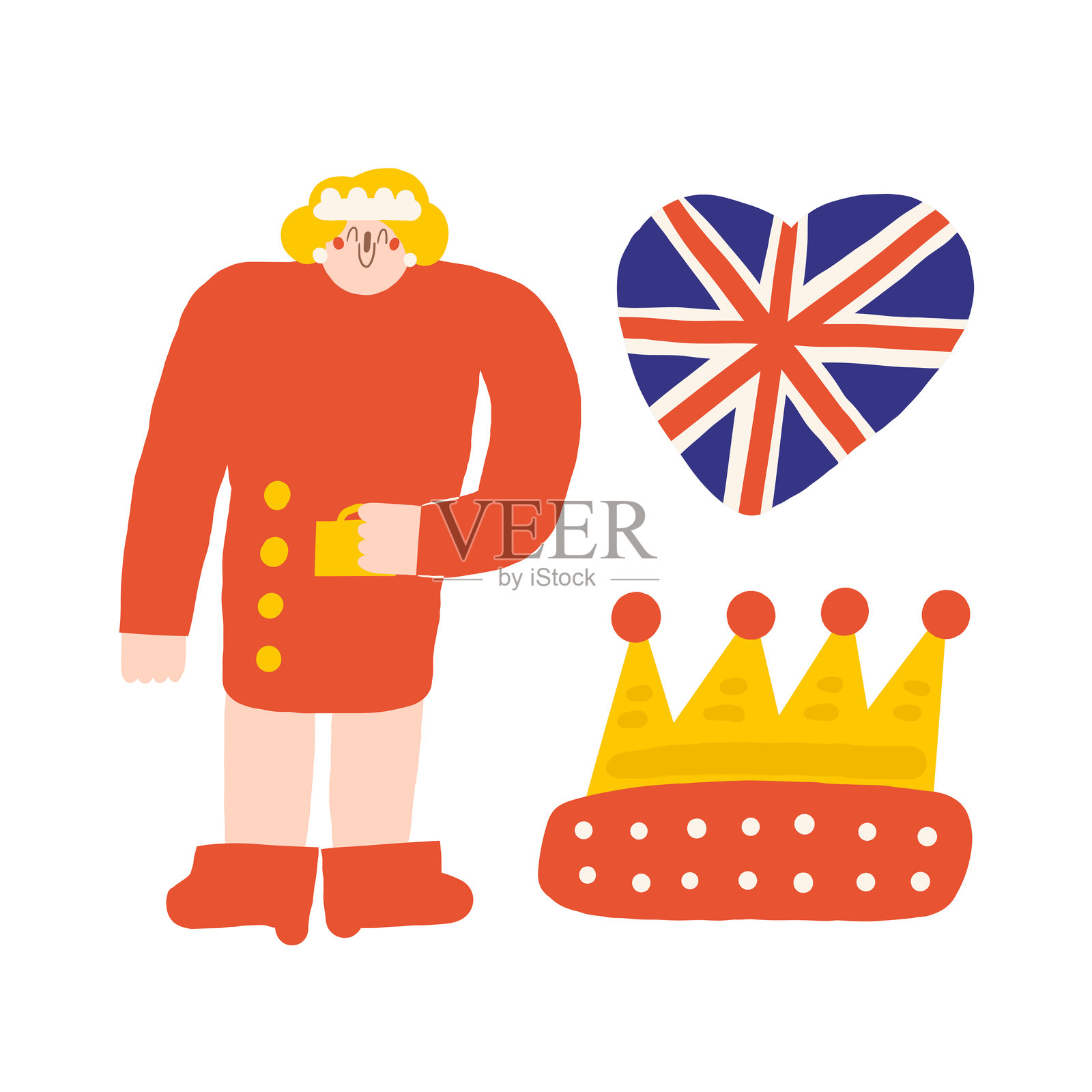 可爱的英格兰、英语、英国、联合王国物品插画图片素材