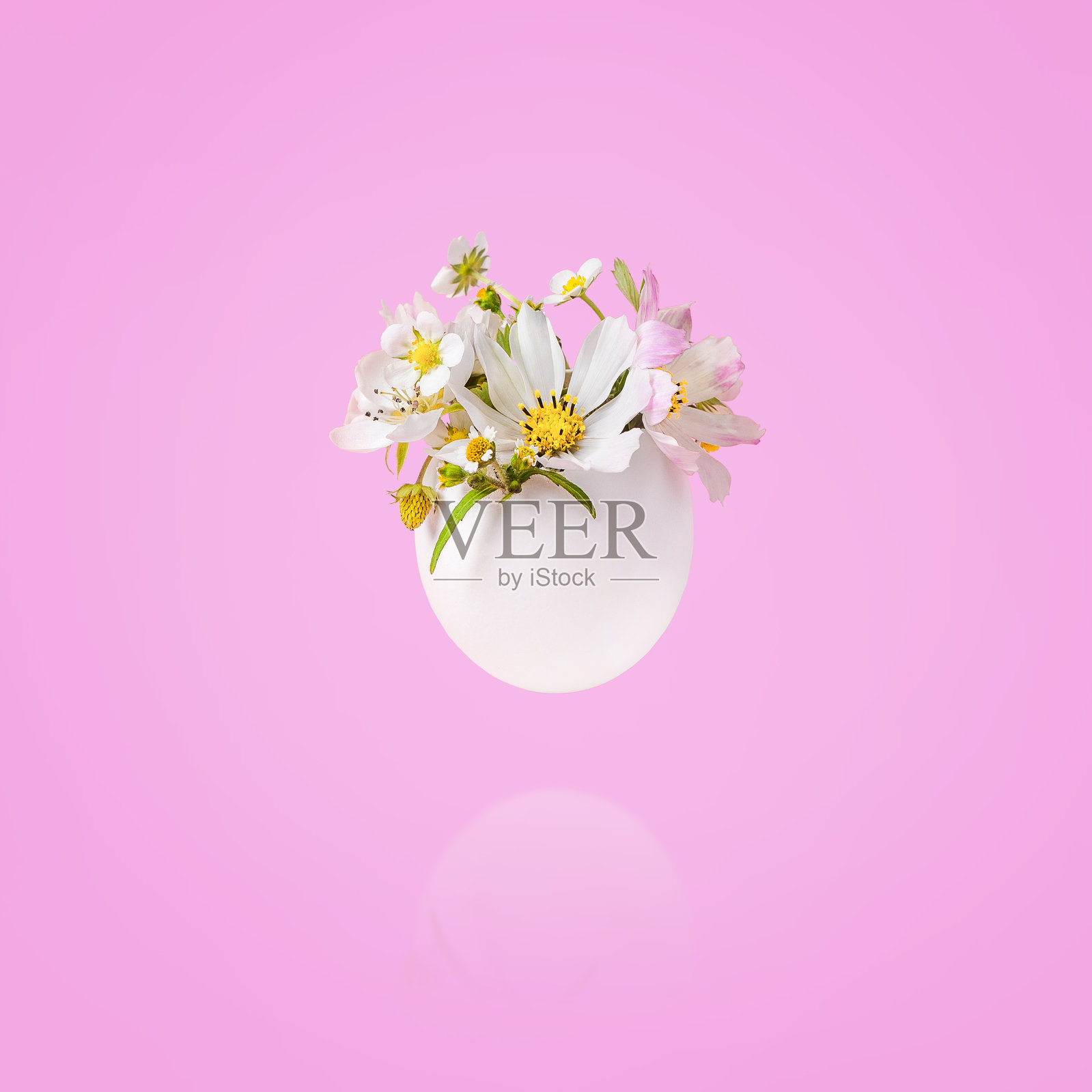 带花的白色鸡蛋照片摄影图片