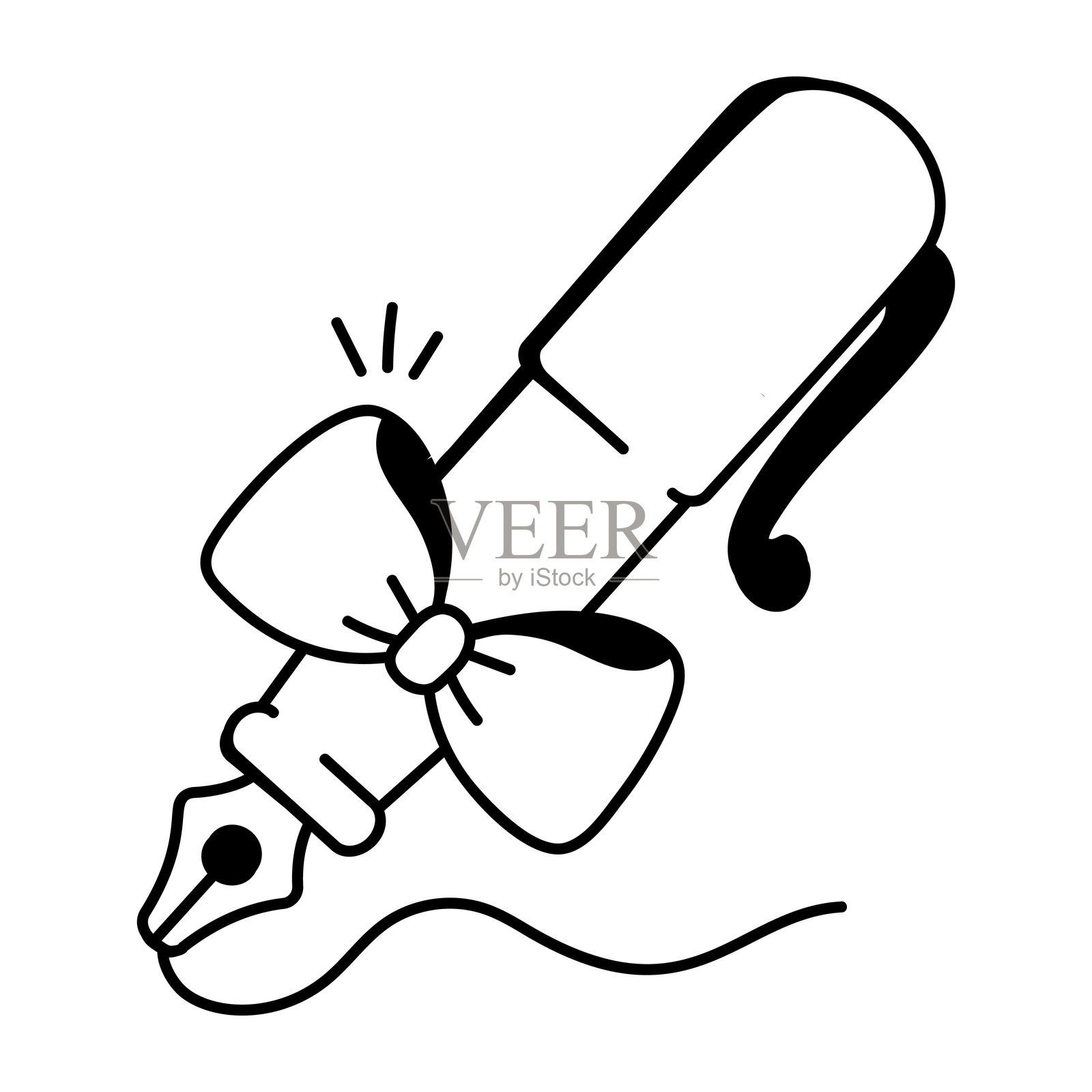 婚礼笔图标,采用涂鸦风格设计插画图片素材