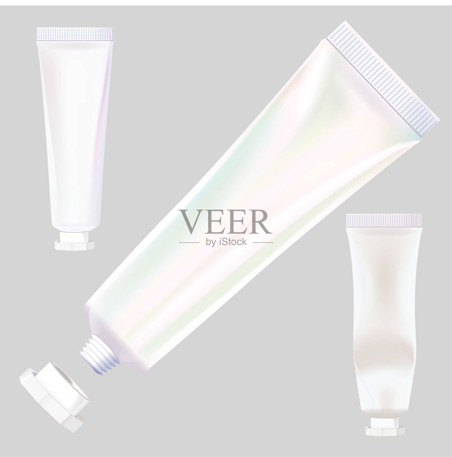 白色螺旋盖化妆品医疗挤压管瓶插画图片素材