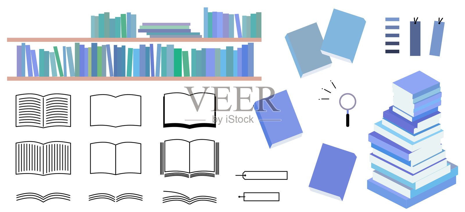 各种类型书籍的插图集插画图片素材