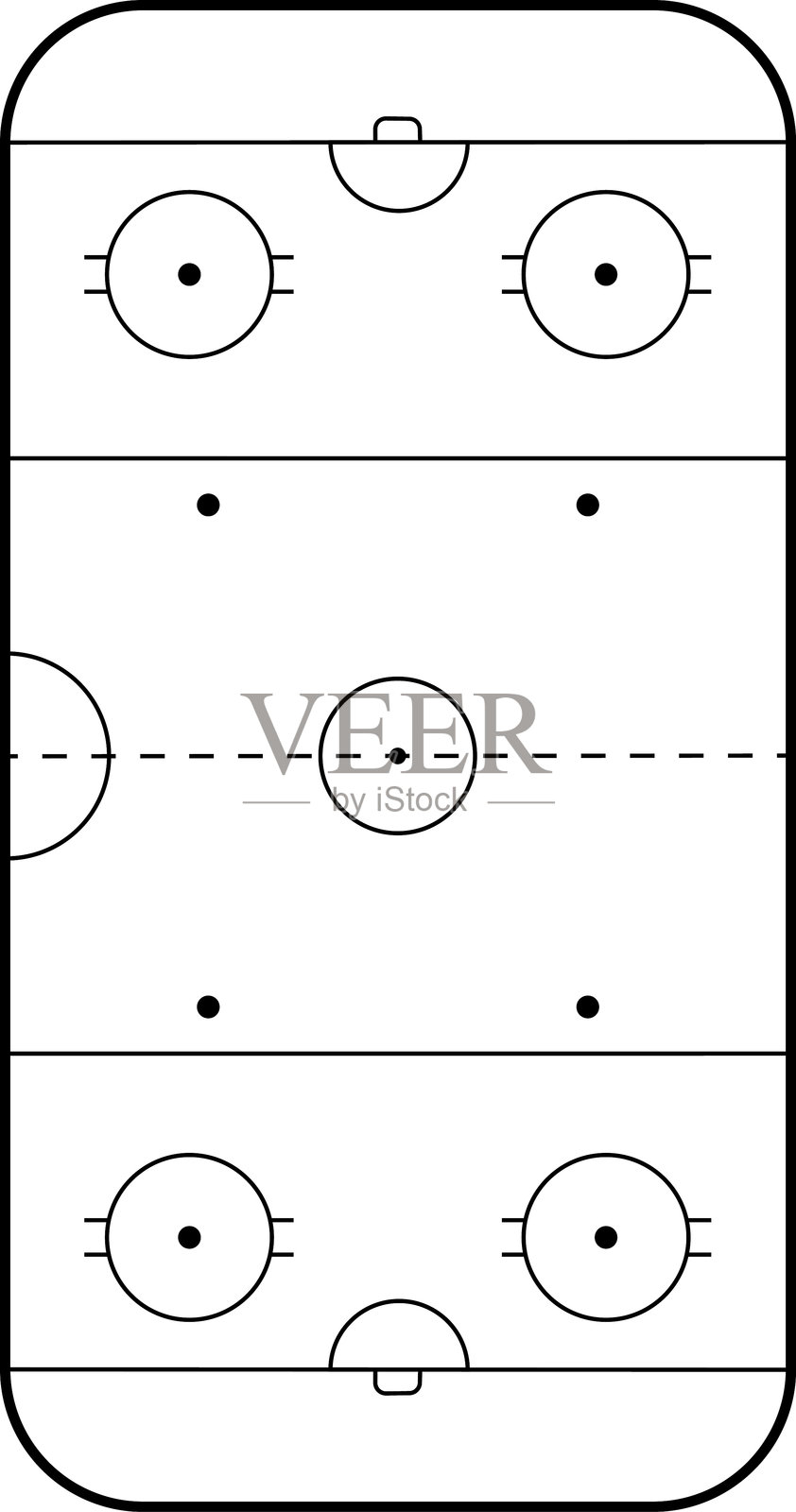 冰球场。冰球场地。国际冰球场标准尺寸和大小。矢量插图。插画图片素材