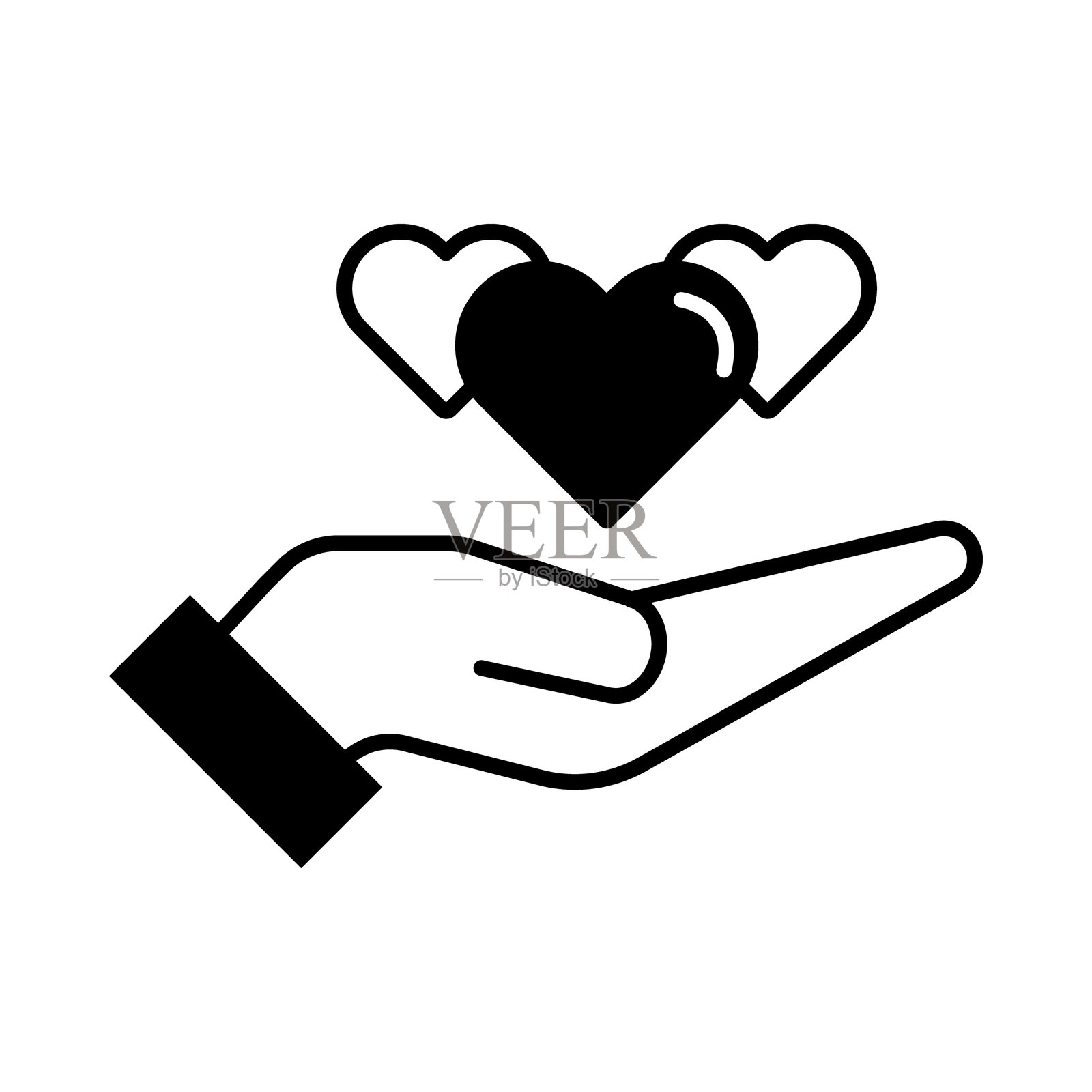 分享 - 手与心象征着慷慨和社区精神插画图片素材