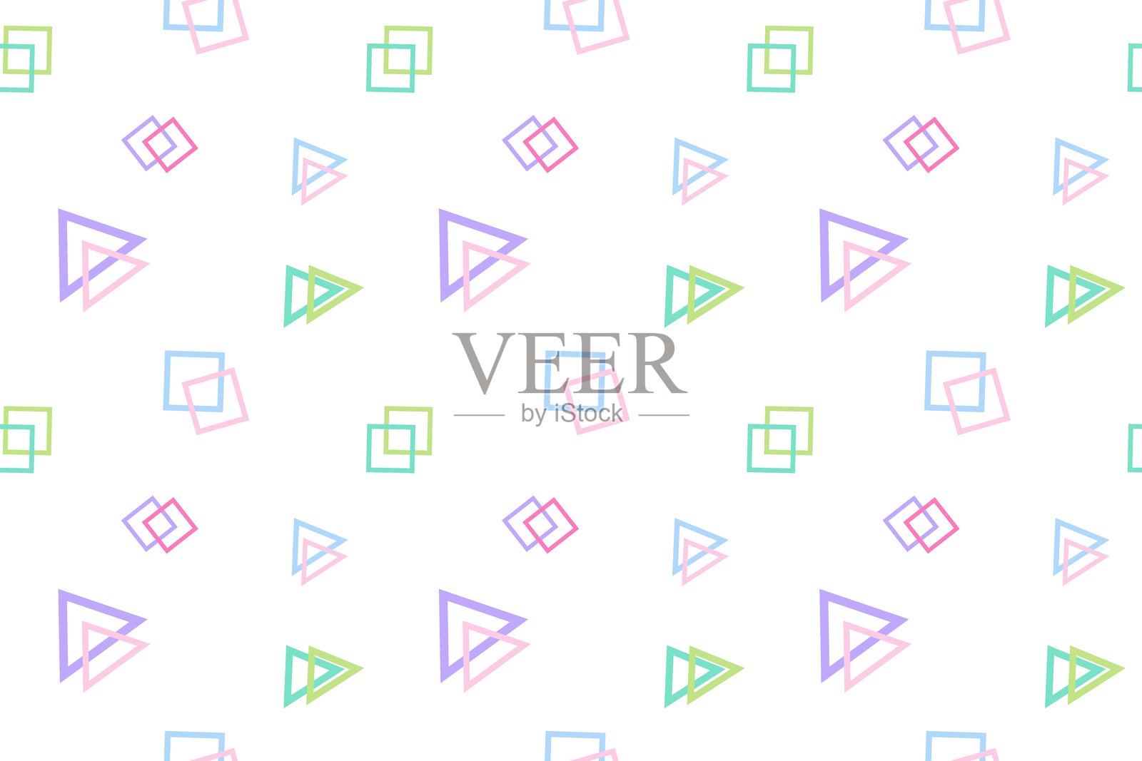 无缝几何图案,带有柔和色调的方形和三角形插画图片素材