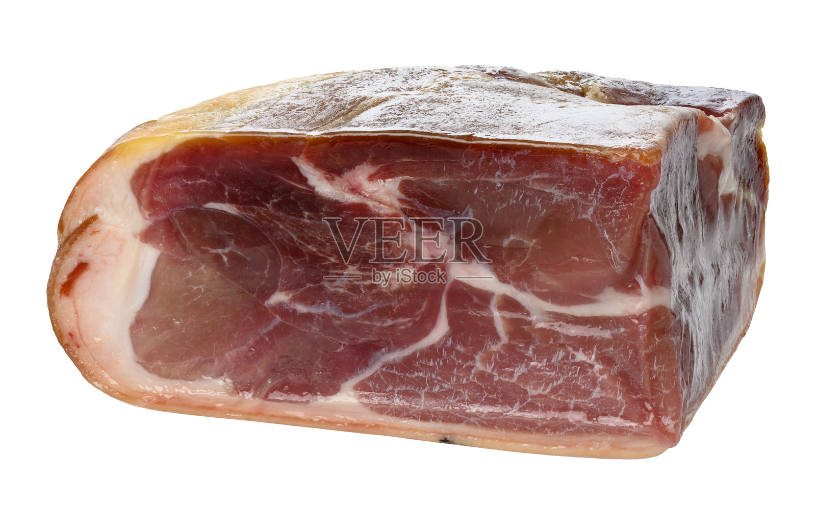 整块火腿在白色背景上照片摄影图片