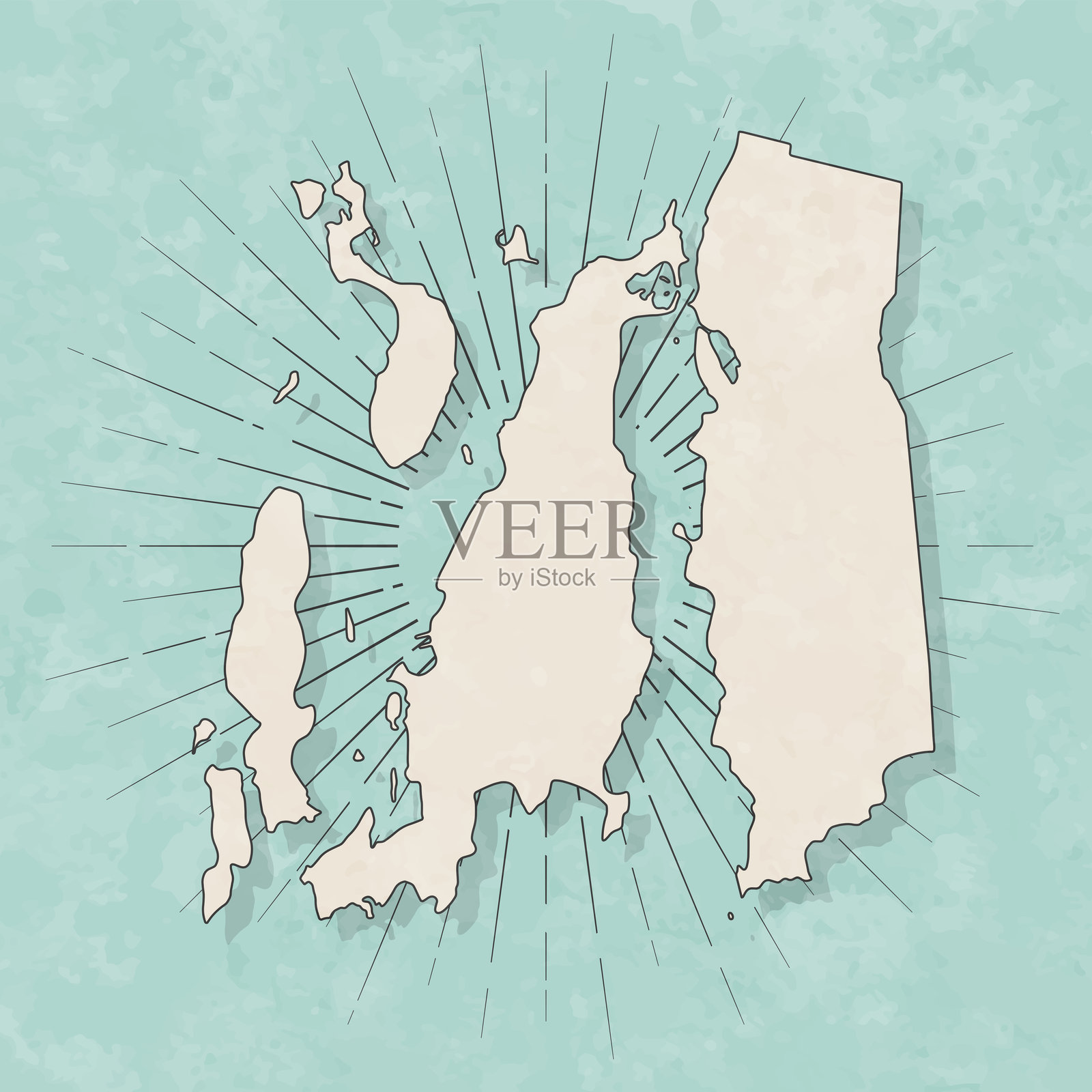 罗德岛纽波特县。复古风格地图 - 旧纹理纸张插画图片素材