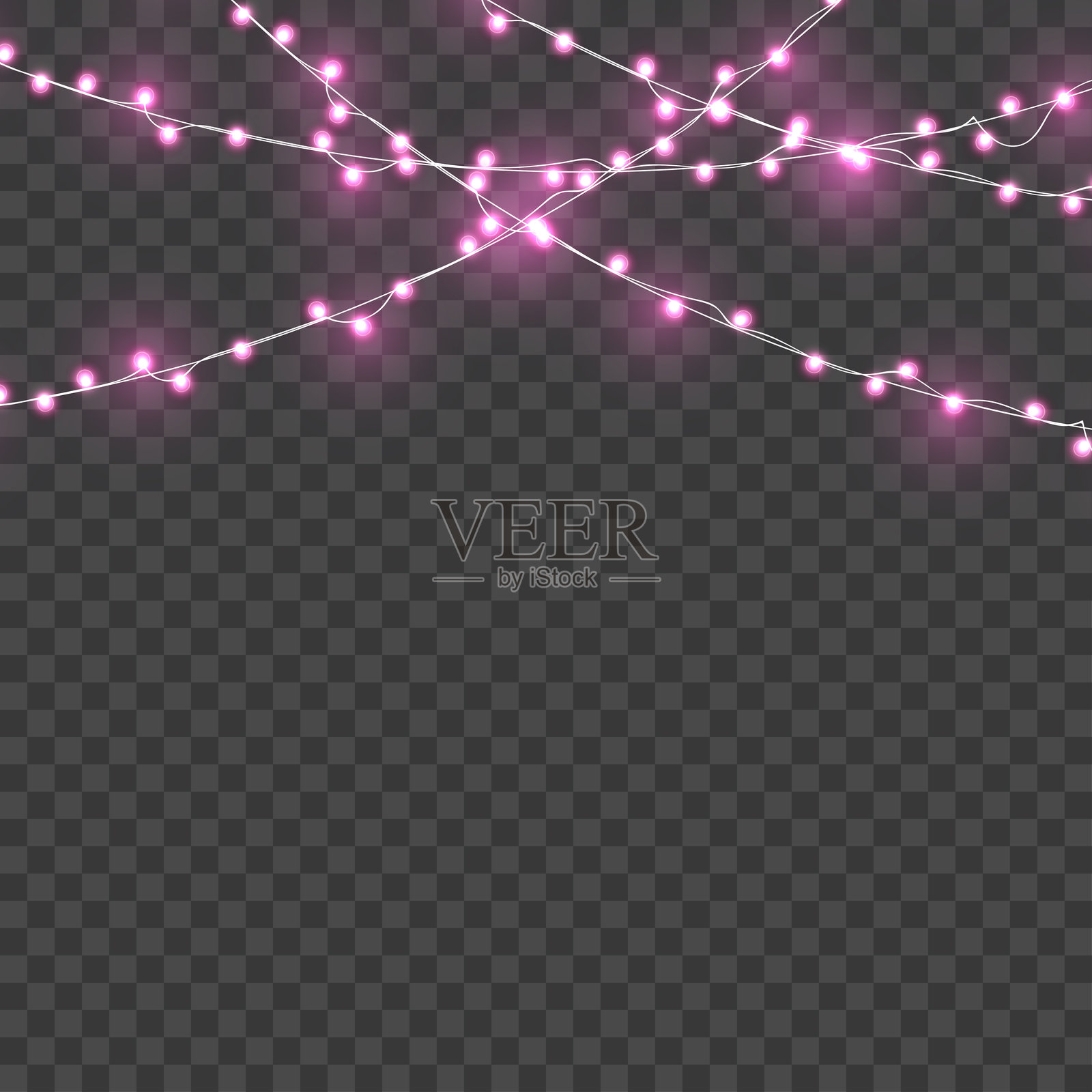 圣诞树装饰,带灯光、礼物、饰品和冬季欢乐的矢量图插画图片素材