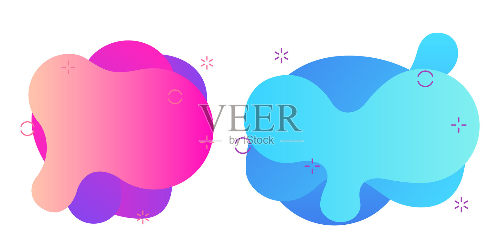 蓝色、绿色、粉色和紫色调的抽象液体渐变背景。现代设计模板。插画图片素材