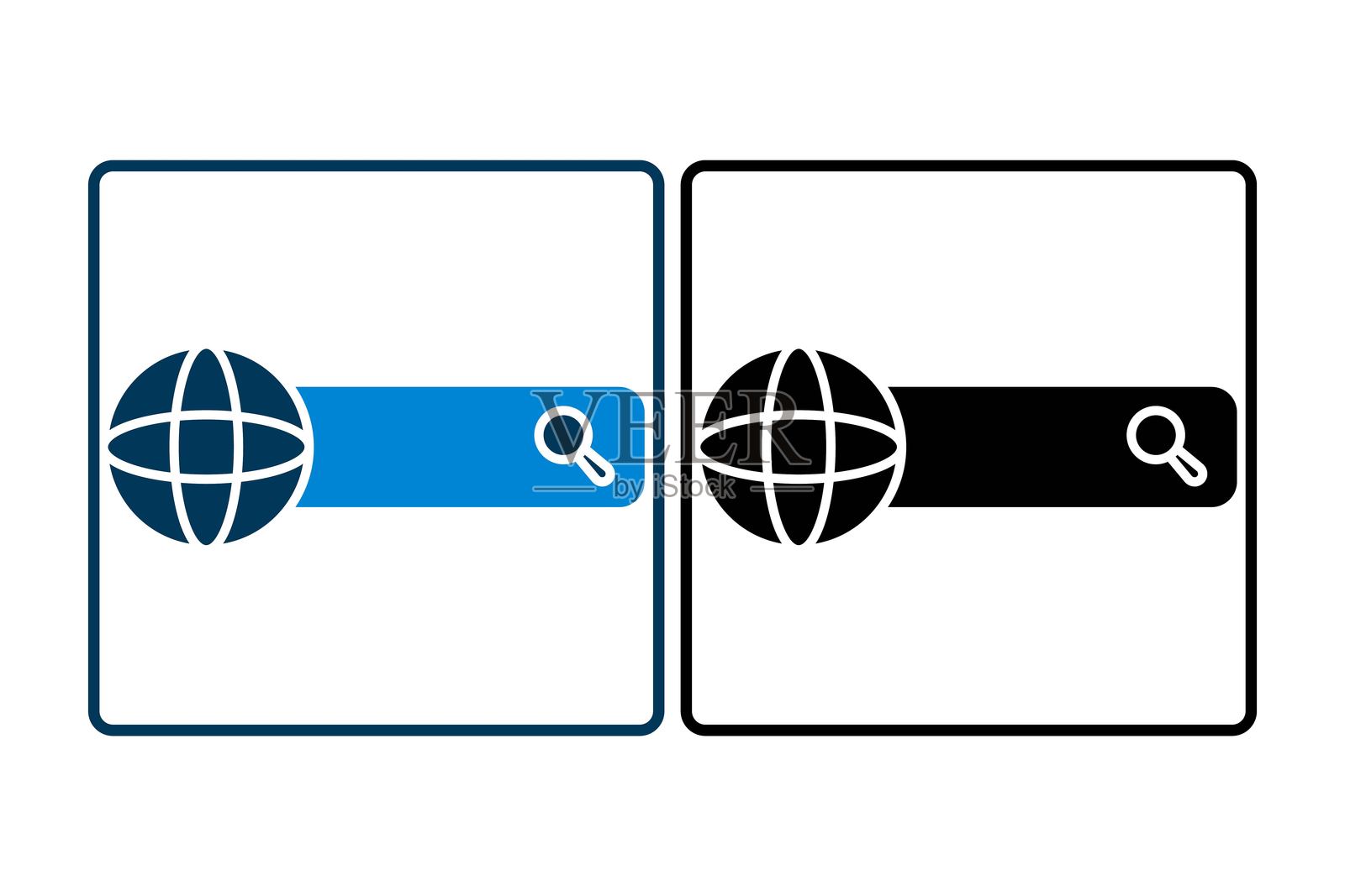 网页搜索图标。与搜索相关的图标,适用于网站、应用程序、用户界面和可打印材料。实心图标风格,简单的可编辑矢量设计。插画图片素材