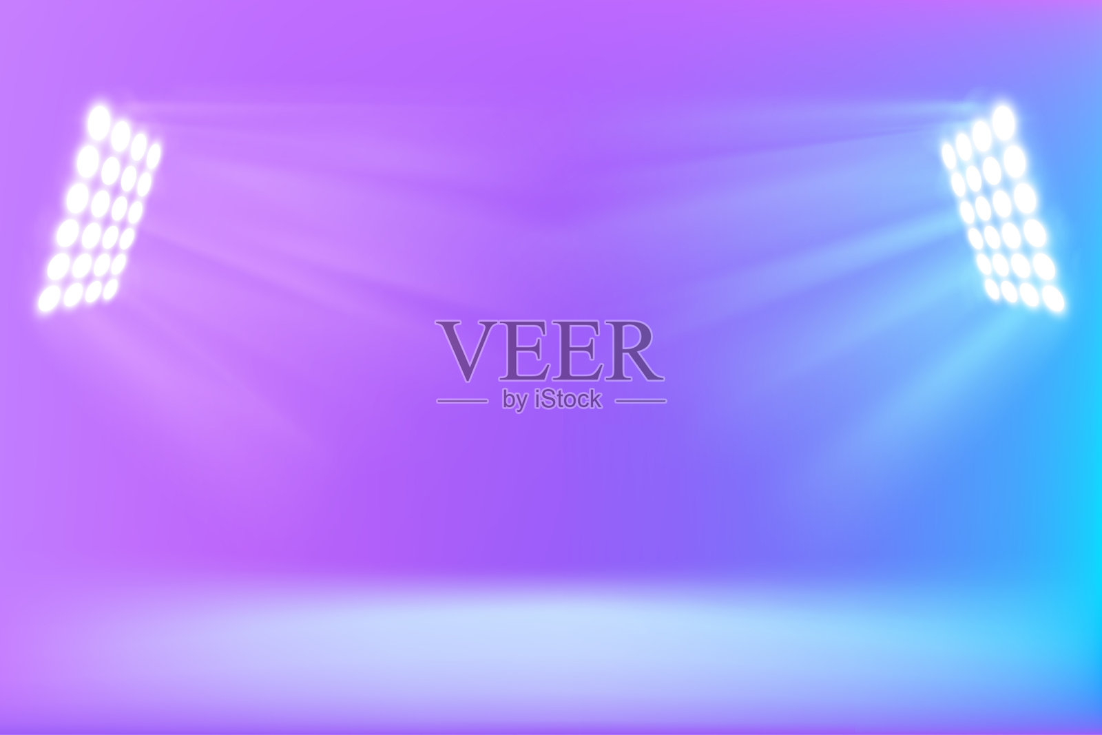 发光的霓虹聚光灯照亮了舞台插画图片素材