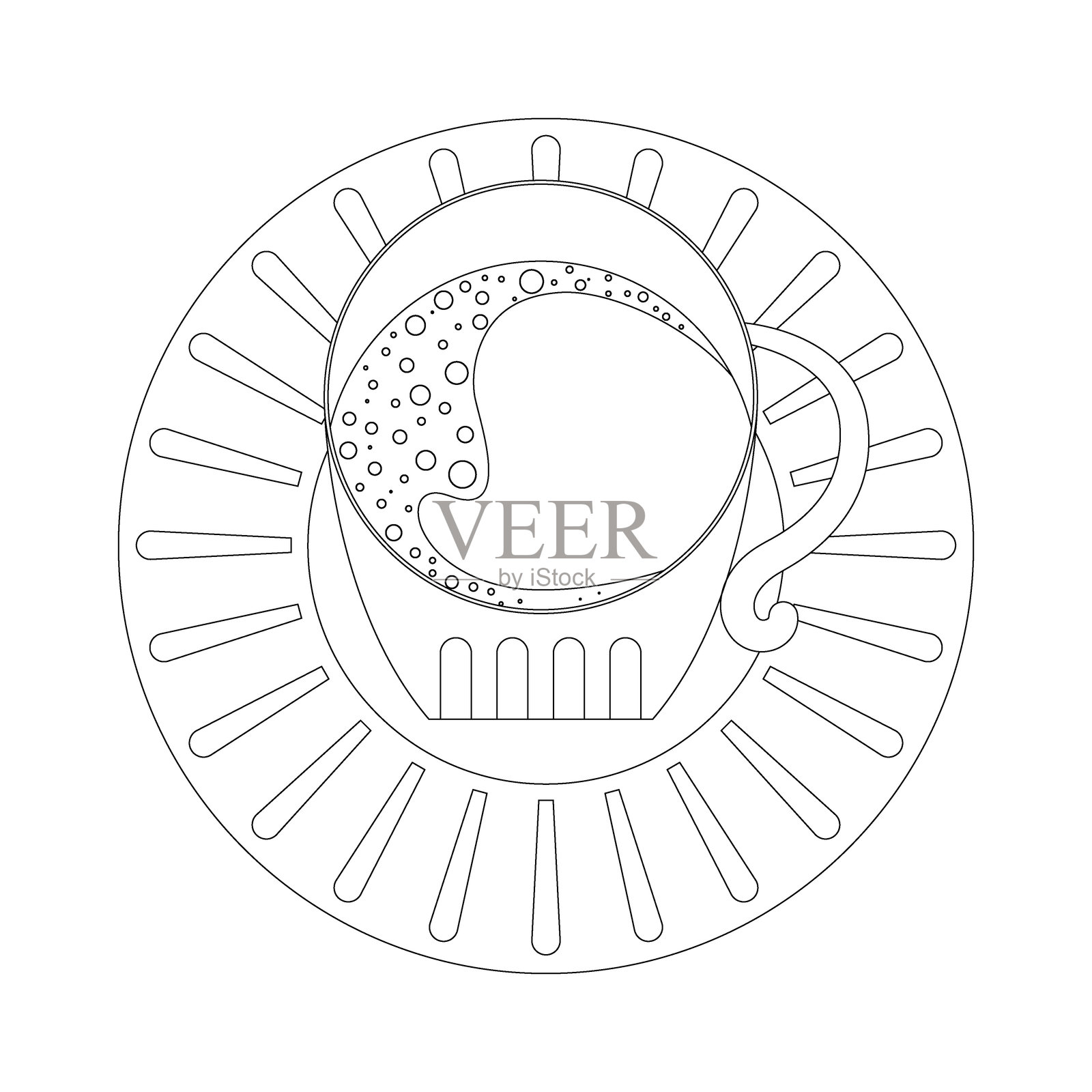 白色背景上的咖啡杯,现代简约风格的咖啡时间装饰矢量插图插画图片素材