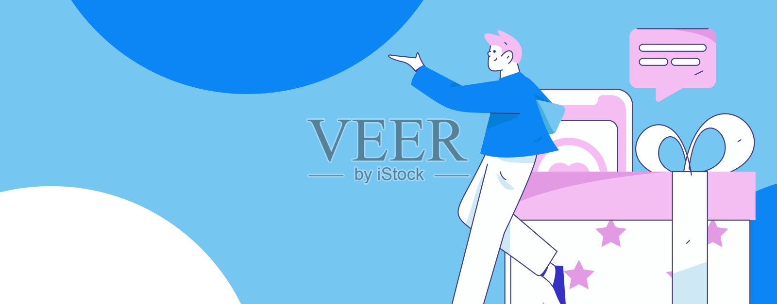 假日购物的人们进行电子商务在线购物的扁平矢量概念手绘插图插画图片素材