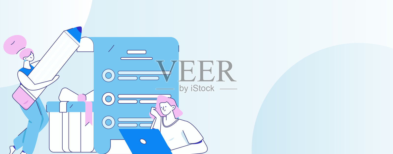 邀请朋友进行问卷调查的扁平矢量概念手绘插图插画图片素材