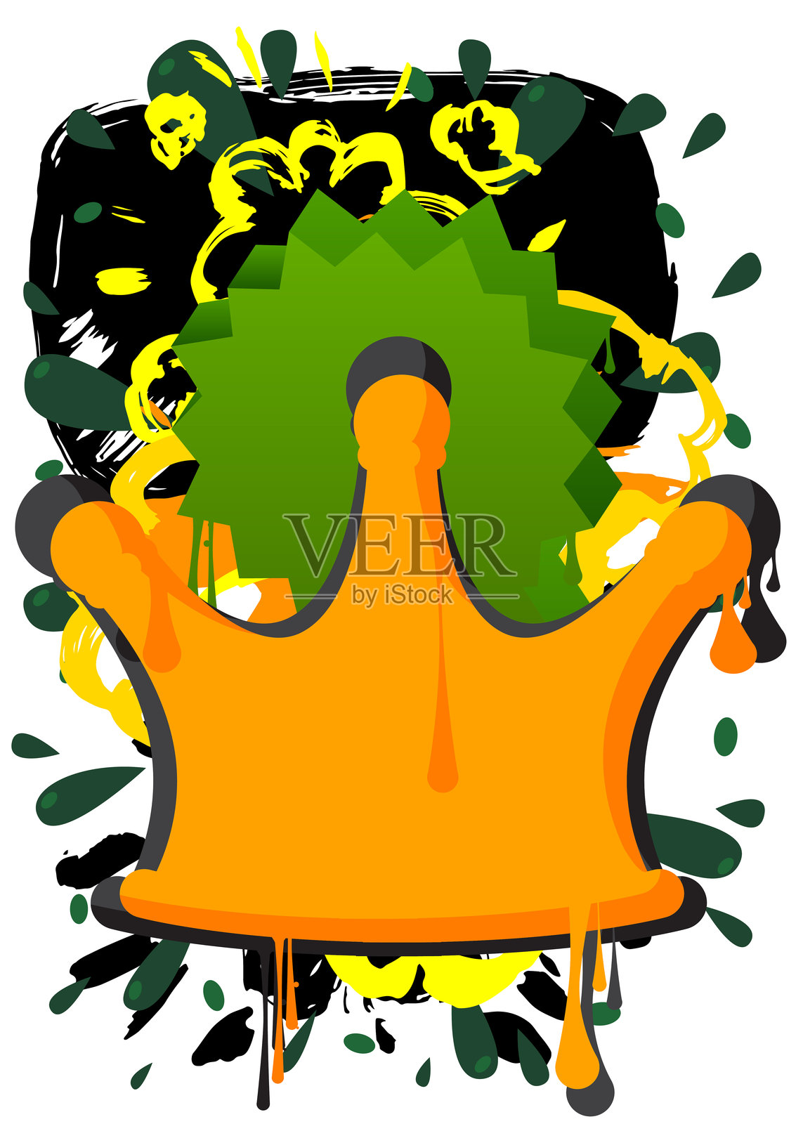 皇冠涂鸦。以城市绘画风格表现的抽象现代街头艺术装饰。插画图片素材