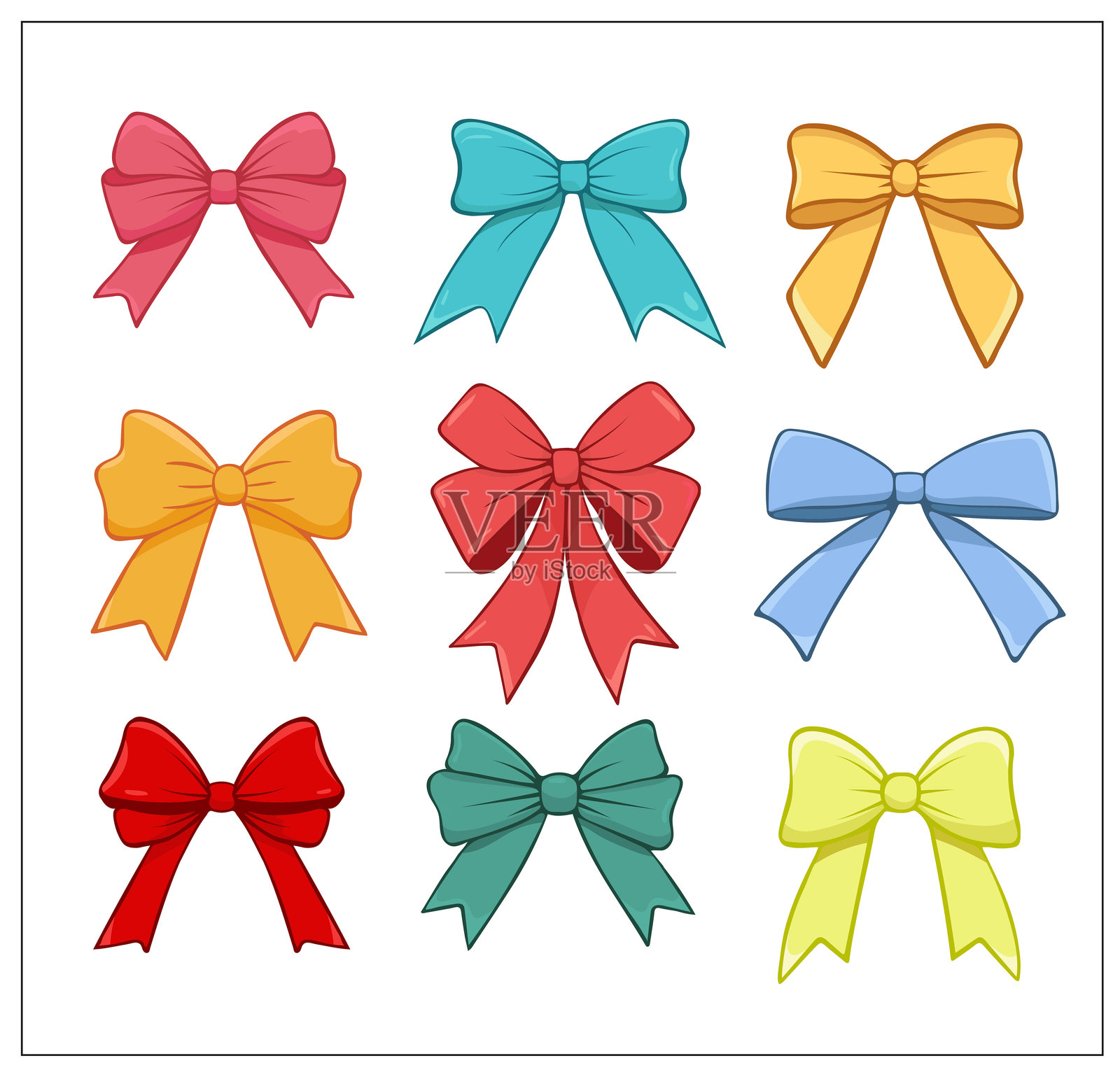 一组色彩缤纷的蝴蝶结插画图片素材
