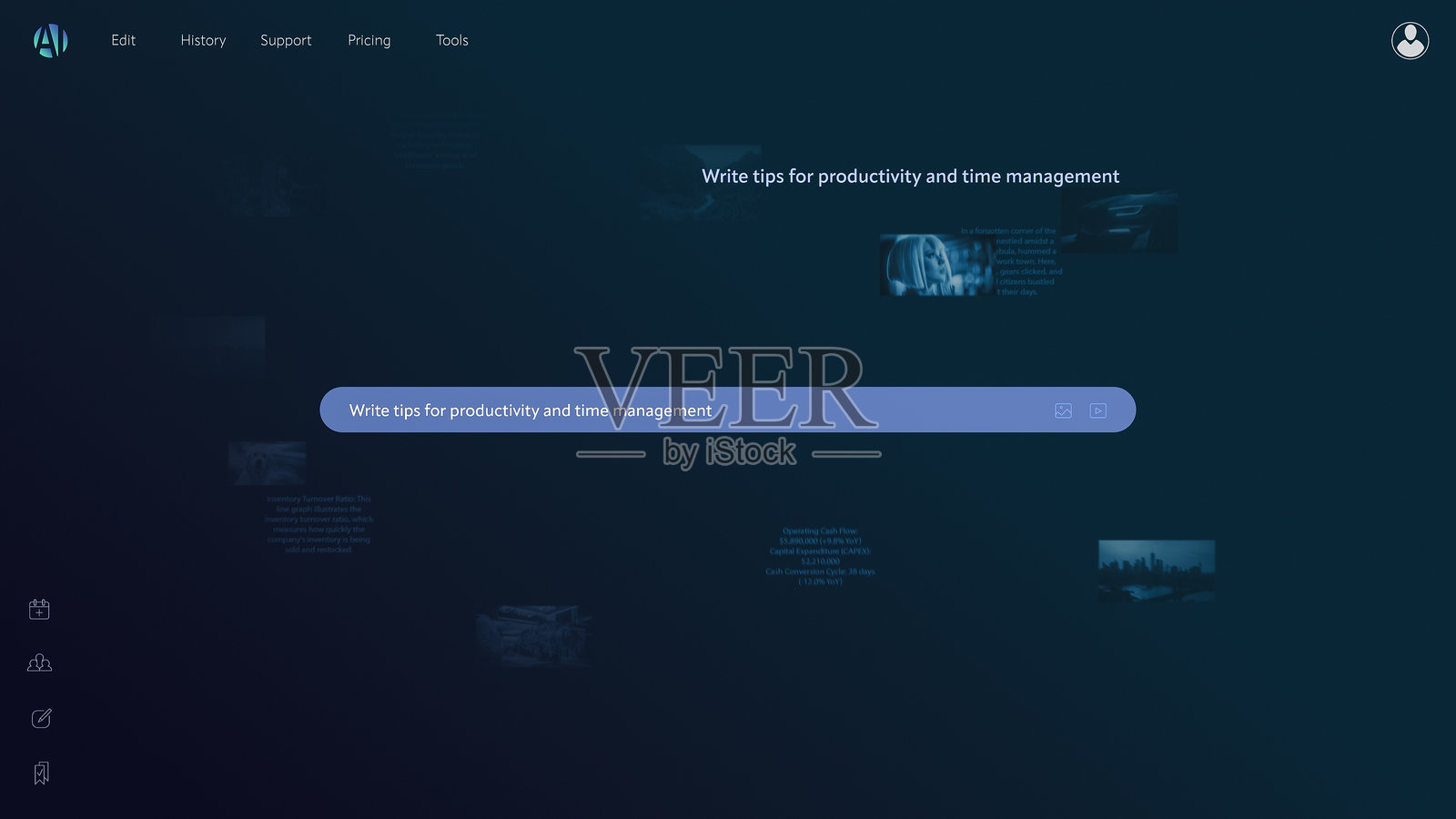 人工智能聊天机器人的界面提供健身和生产力建议,强调实用建议。人工智能助手互动提供可行的指导以促进个人健康。照片摄影图片