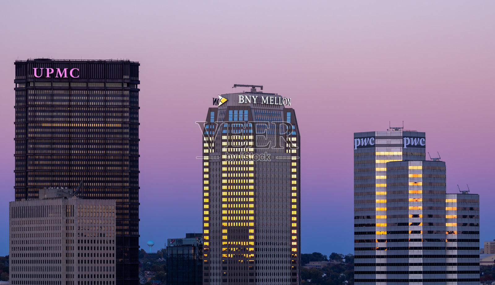 匹兹堡市中心的日落照片摄影图片