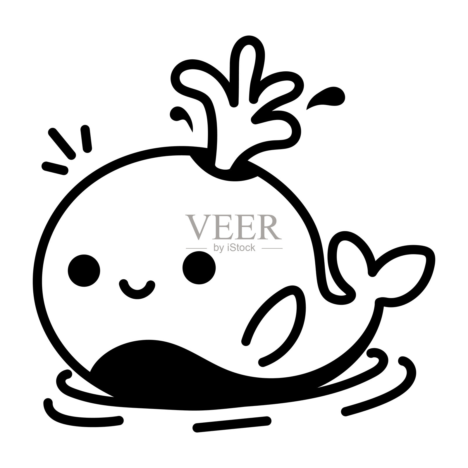 一只可爱的手绘鲸鱼图标插画图片素材