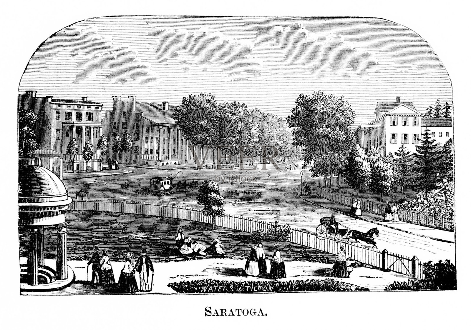 萨拉索塔,纽约州,美国,18世纪美国历史插画图片素材