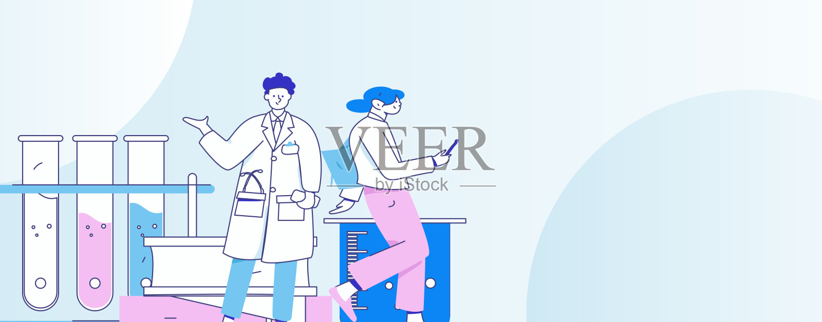 医务人员抗击疫情的扁平矢量概念手绘插图插画图片素材