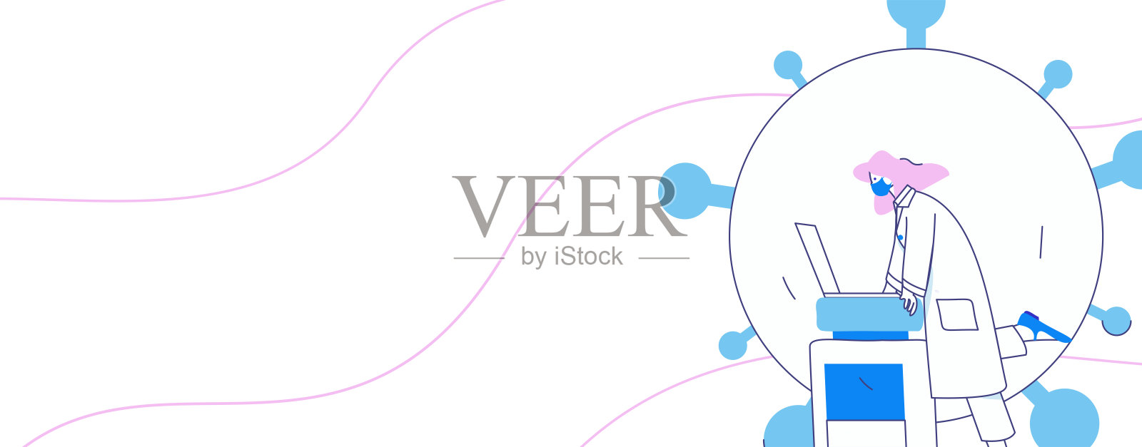 医务人员抗击疫情的扁平矢量概念手绘插图插画图片素材