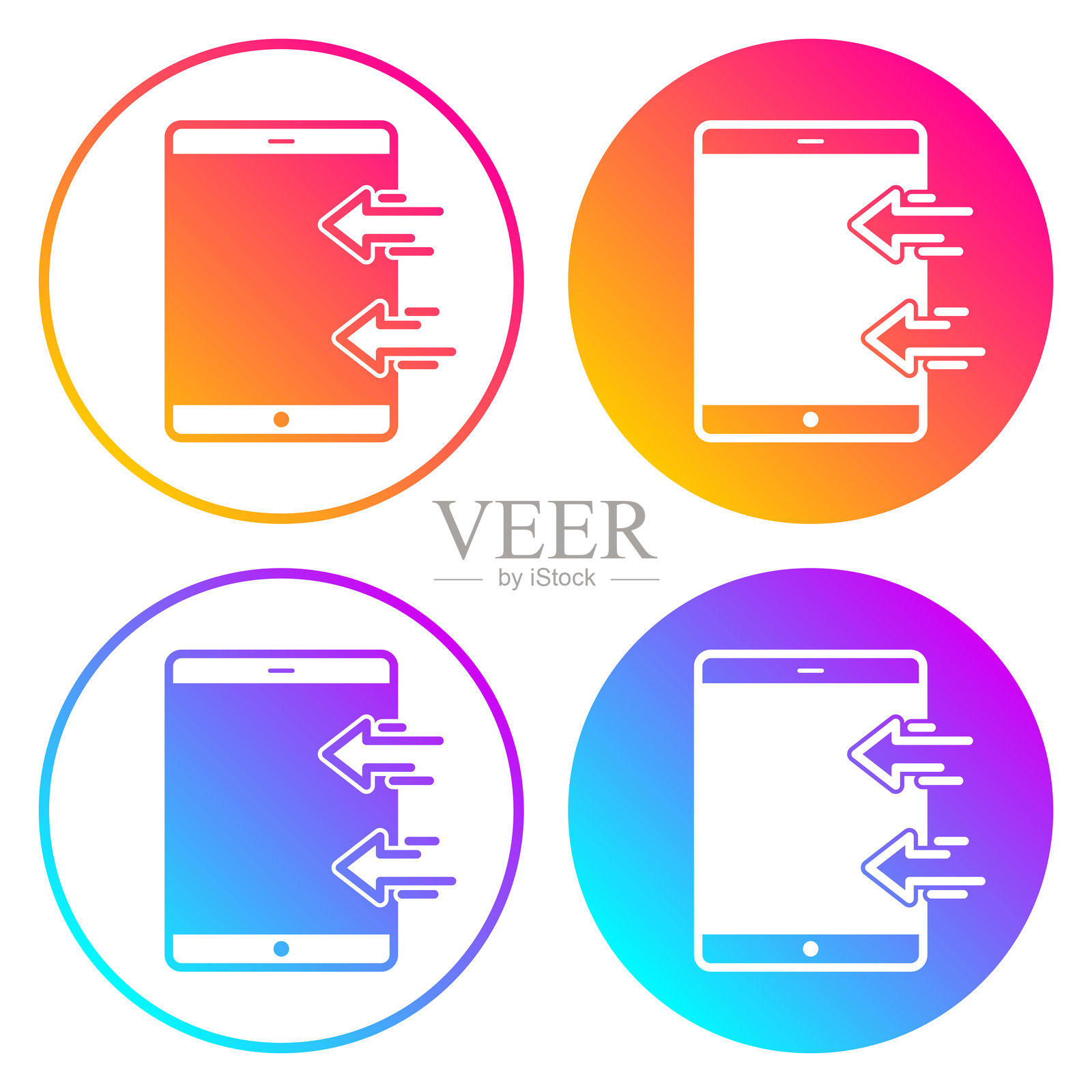 发送到平板电脑。带有颜色渐变的圆形图标插画图片素材