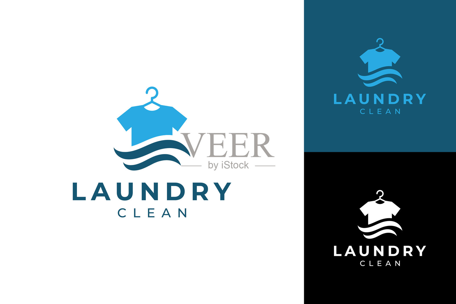 洗衣logo设计模板,衬衫与水波概念插画图片素材