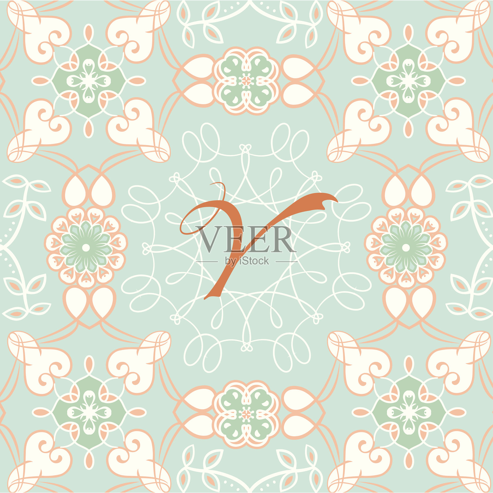 优雅的书法风格、丝带般独特设计的字母“Y”单字母标志,周围环绕着节日冬季主题的花卉边框插画图片素材