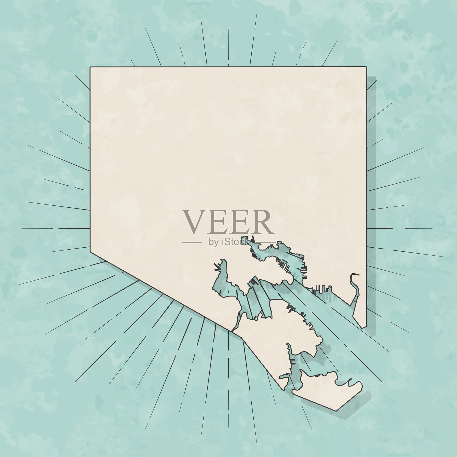 马里兰州巴尔的摩市县,复古风格地图 - 旧纹理纸张插画图片素材