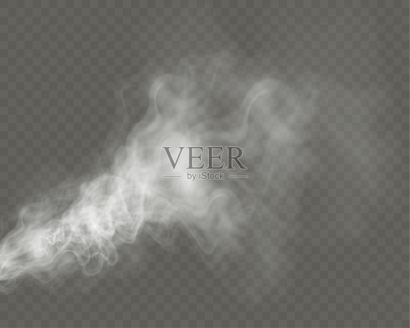 黑色背景上的白色烟雾。插画图片素材