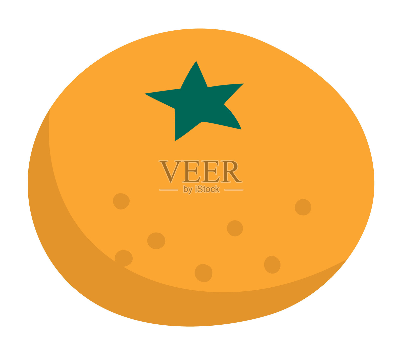 手绘扁平橘子图标。卡通橙子剪贴画。新鲜食品,背景为白色。插画图片素材