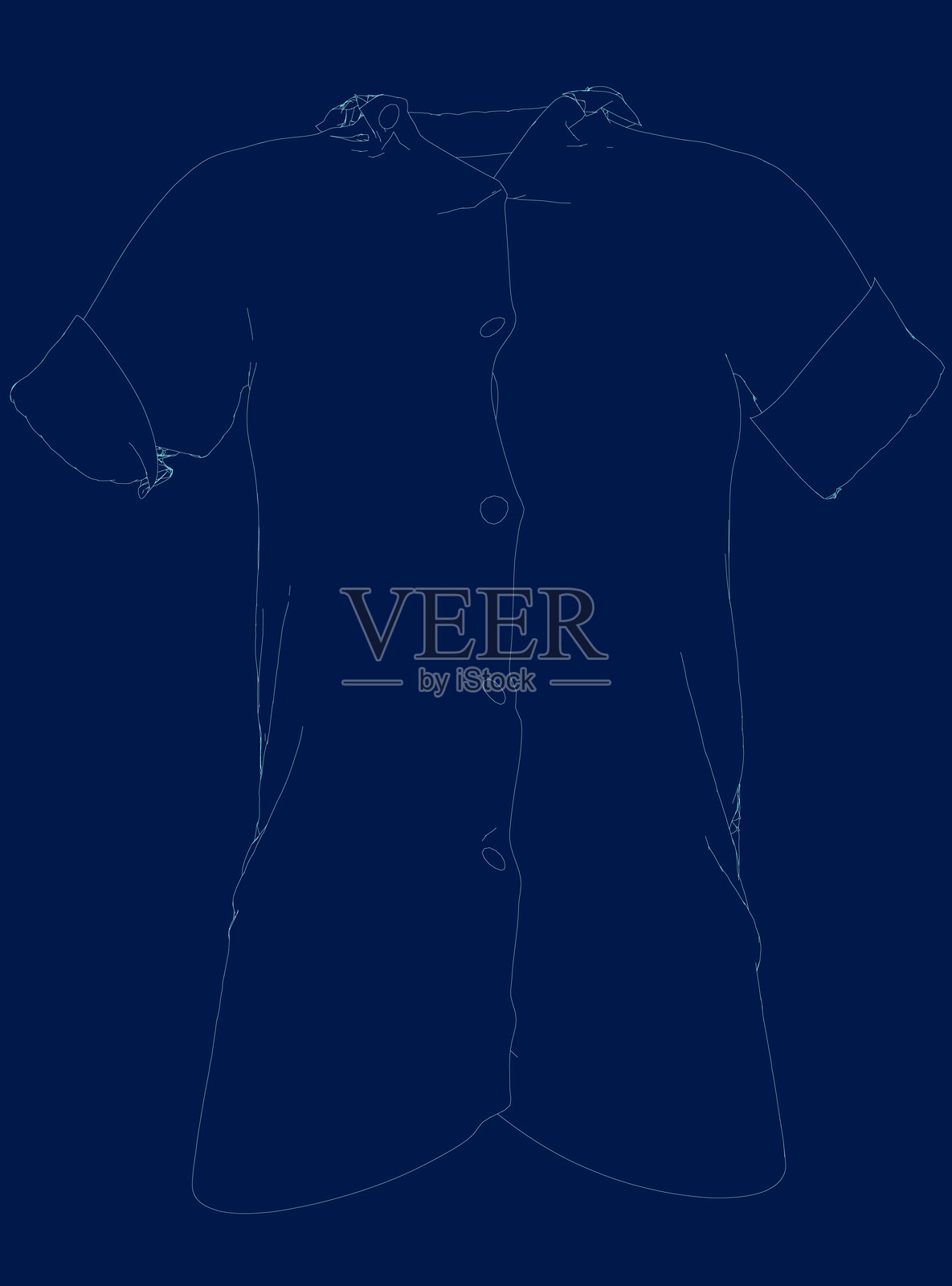 蓝色条纹的Polo衫。矢量插图插画图片素材