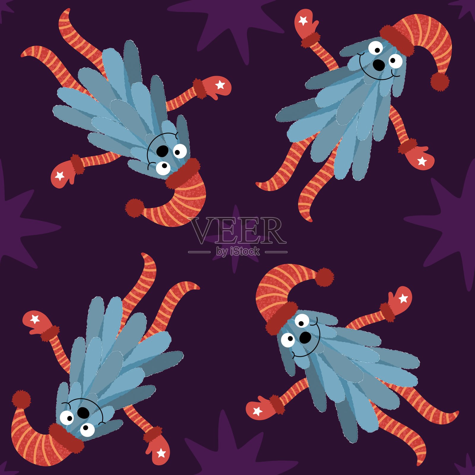 冬季圣诞树无缝图案用于包装纸插画图片素材