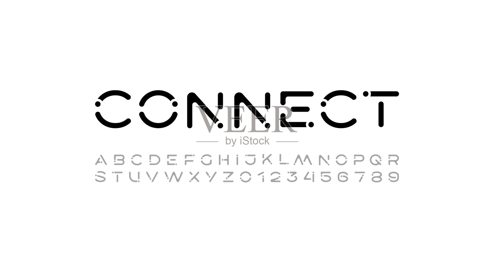 带点的科技字体字母表插画图片素材