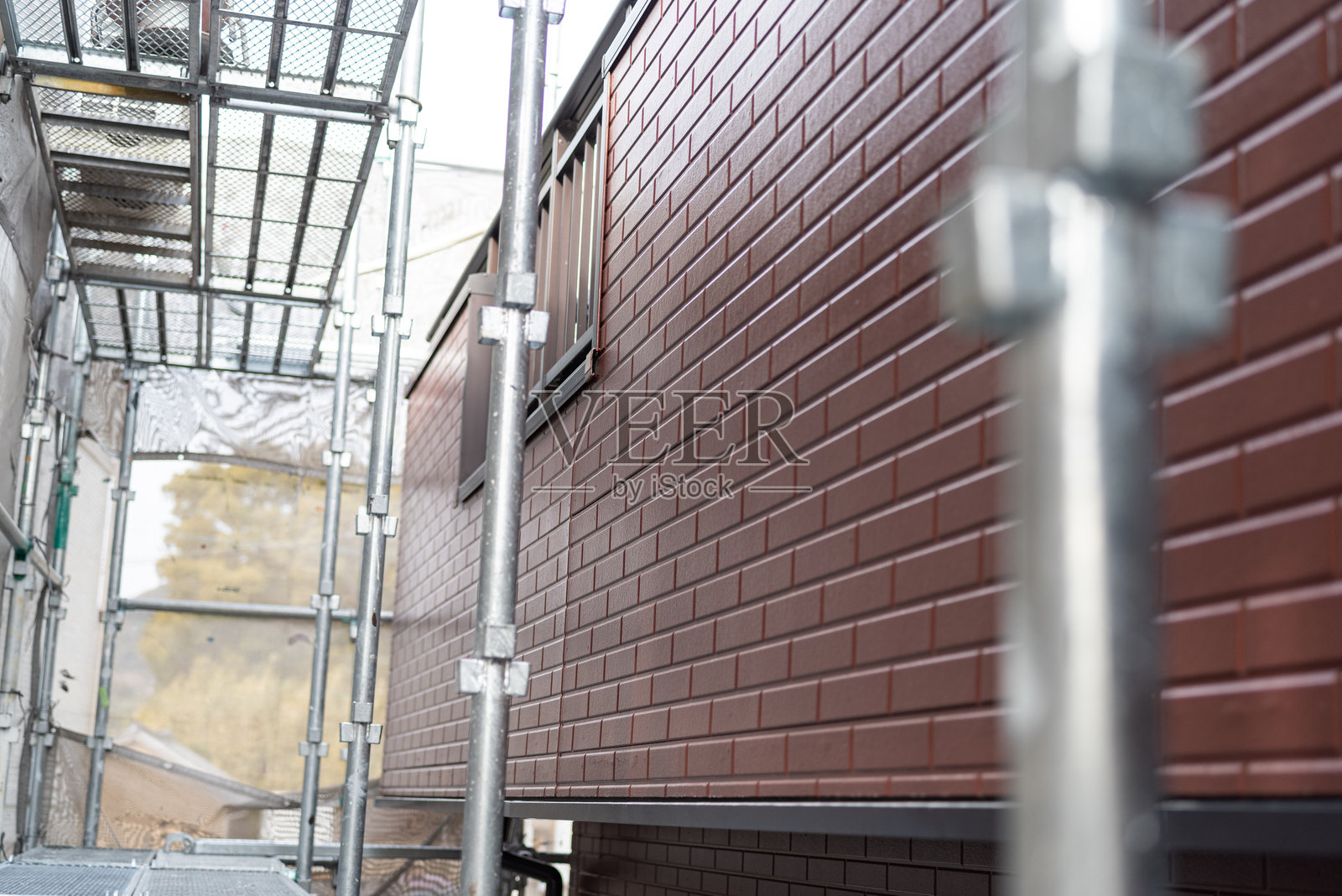 建筑工地上的脚手架照片摄影图片