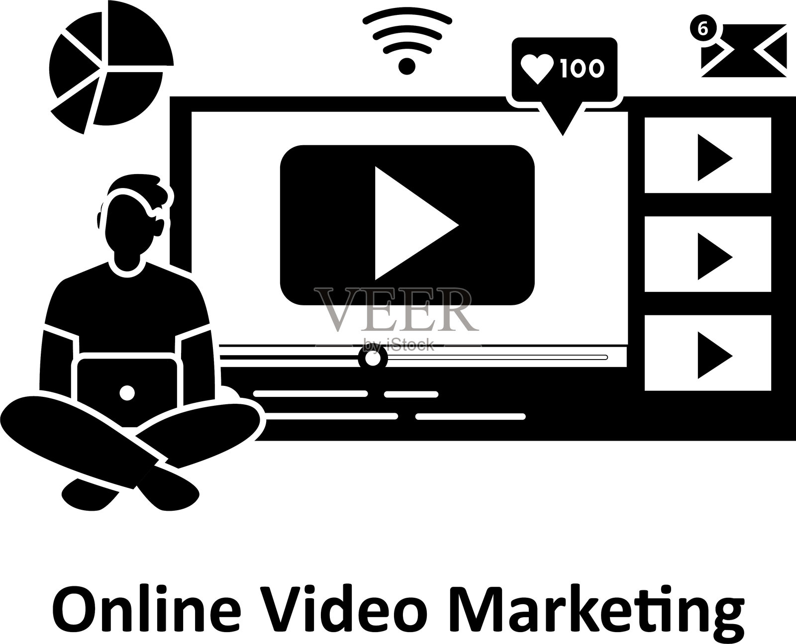 视频营销:可轻松修改或编辑的矢量插图插画图片素材