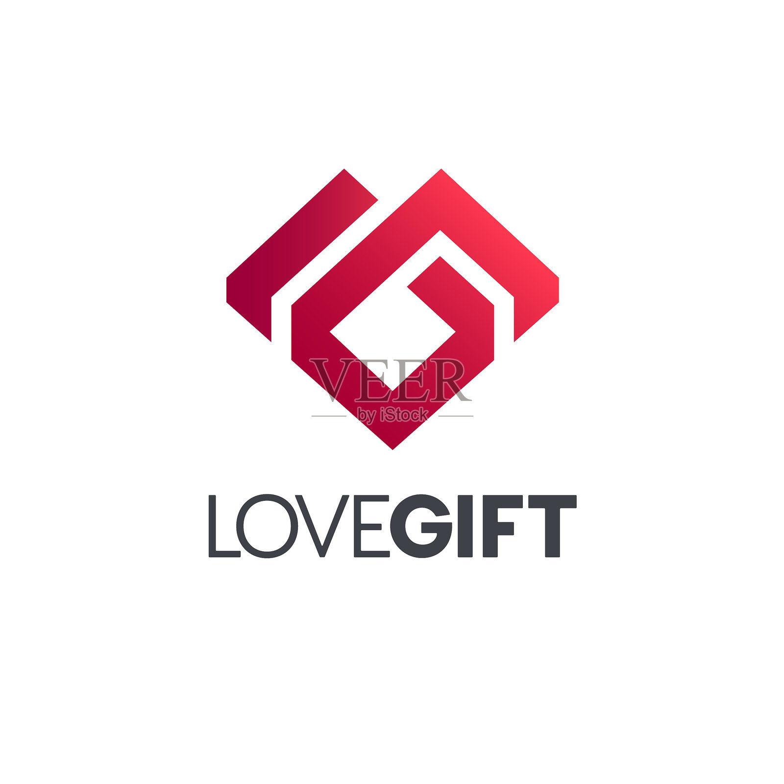 矢量图标设计模板。抽象的爱心礼物标志。插画图片素材