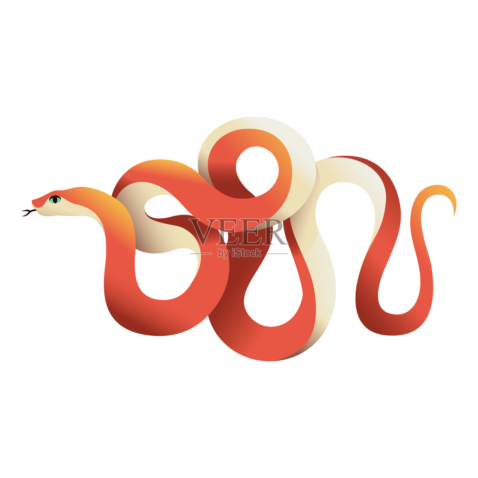 矢量中国新年蛇饰品卡通插图,孤立图像插画图片素材