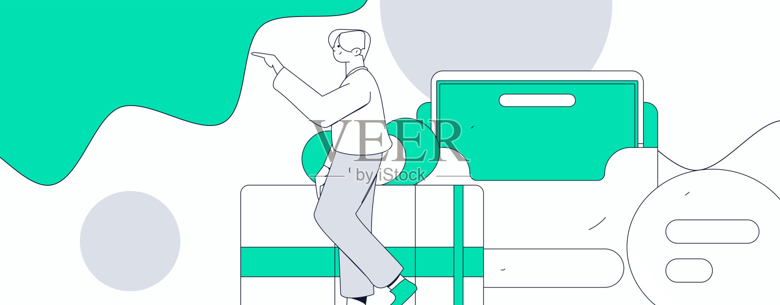 假日购物的人们进行电子商务在线购物的扁平矢量概念手绘插图插画图片素材