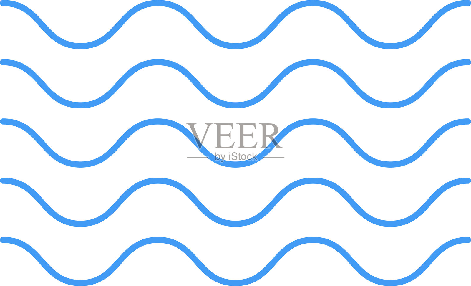 水波、海浪、波浪线集合。水波图标、标志矢量。锯齿线。水的标志、符号或标志矢量集合。插画图片素材