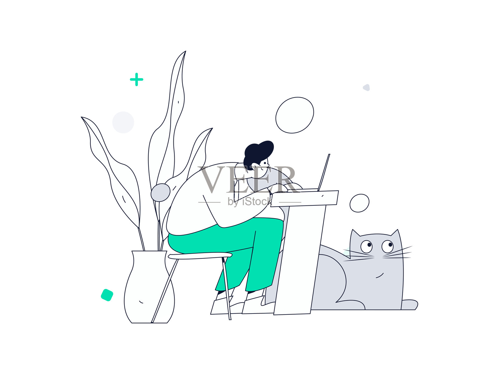 室内角色场景平面矢量概念操作手绘插图插画图片素材