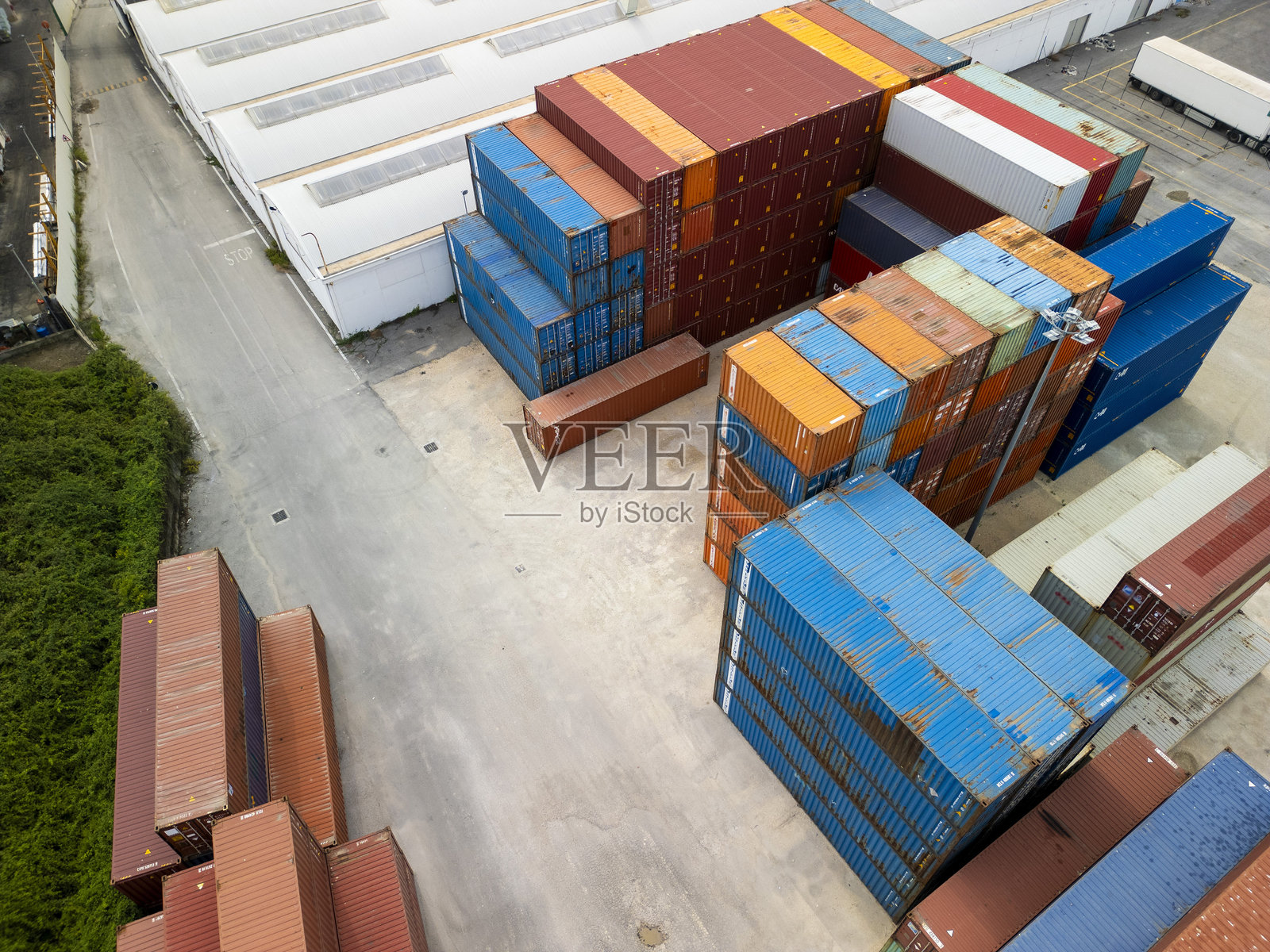集装箱场的鸟瞰图照片摄影图片