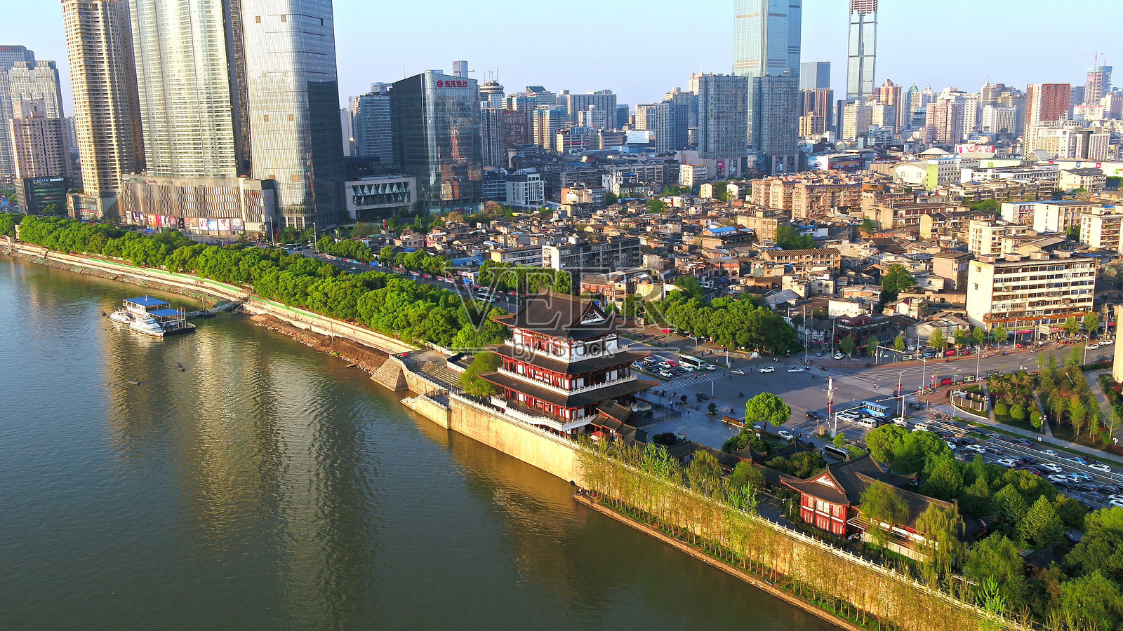 杜甫江阁,湘江,长沙,湖南,中国,亚洲。照片摄影图片