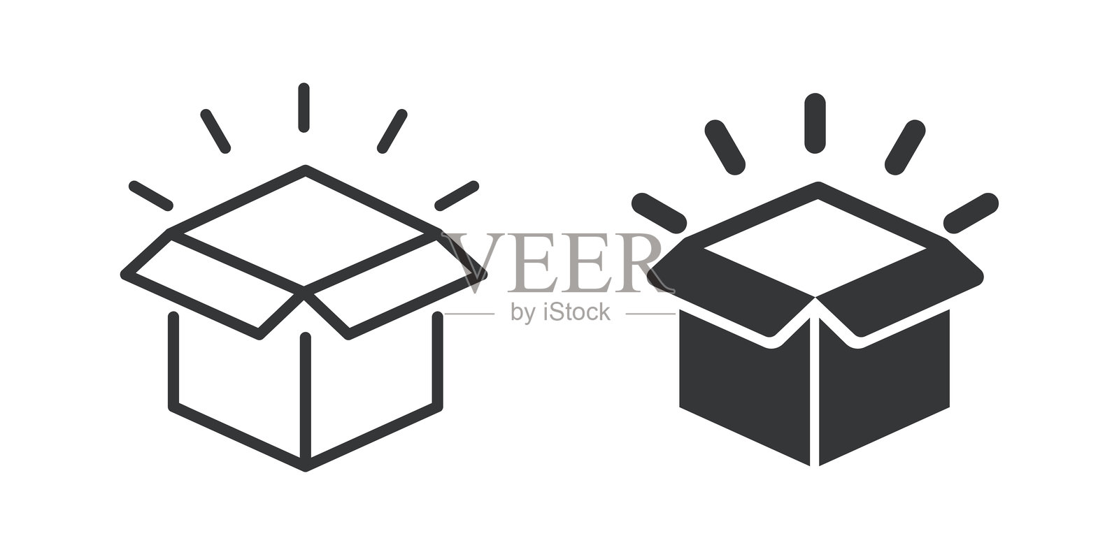 打包薄线和实心图标。可编辑的线条和完美的像素,独立于透明背景。插画图片素材