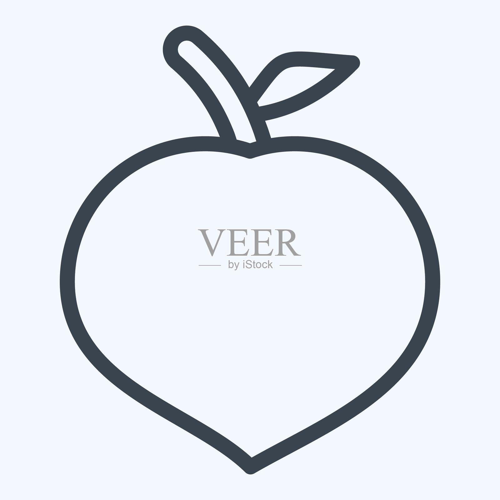 桃子图标。与水果和蔬菜符号相关。线条风格。可编辑。插画图片素材