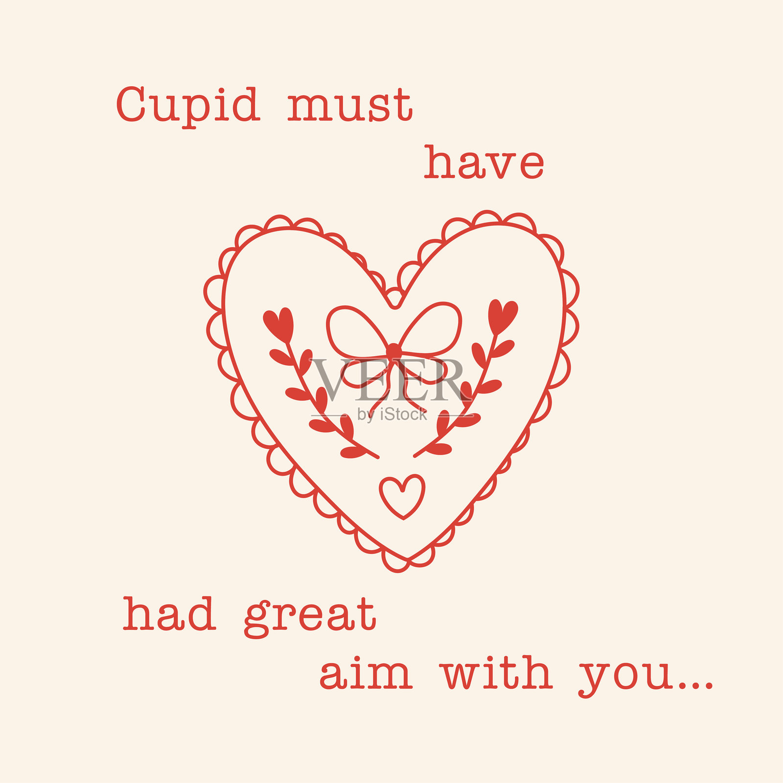 有趣的情人节卡片,手绘心形图案,有趣的文字插画图片素材