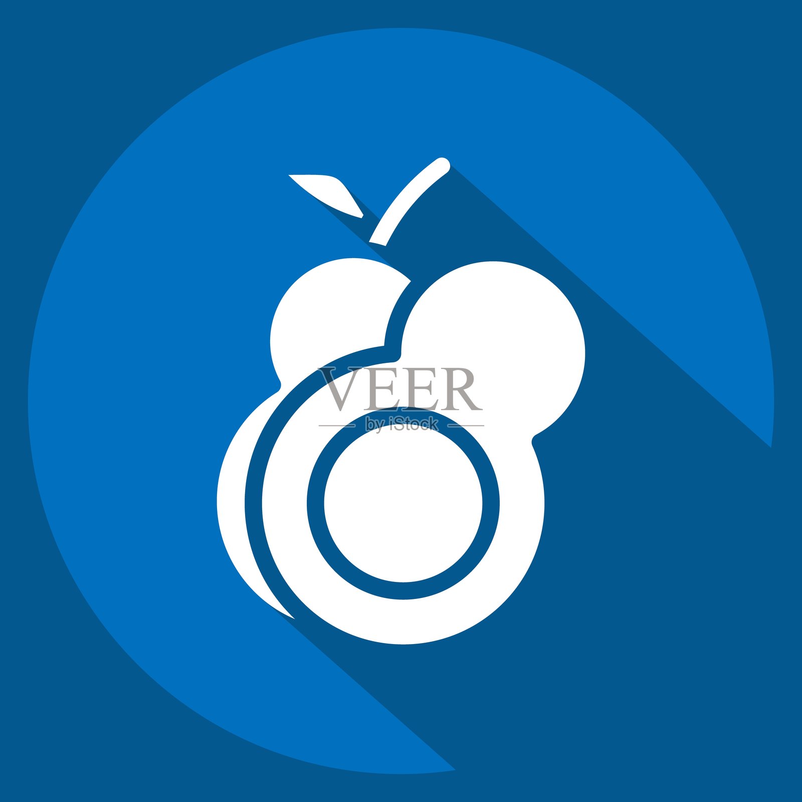 鳄梨图标。与水果和蔬菜符号相关。长阴影风格。可编辑。插画图片素材