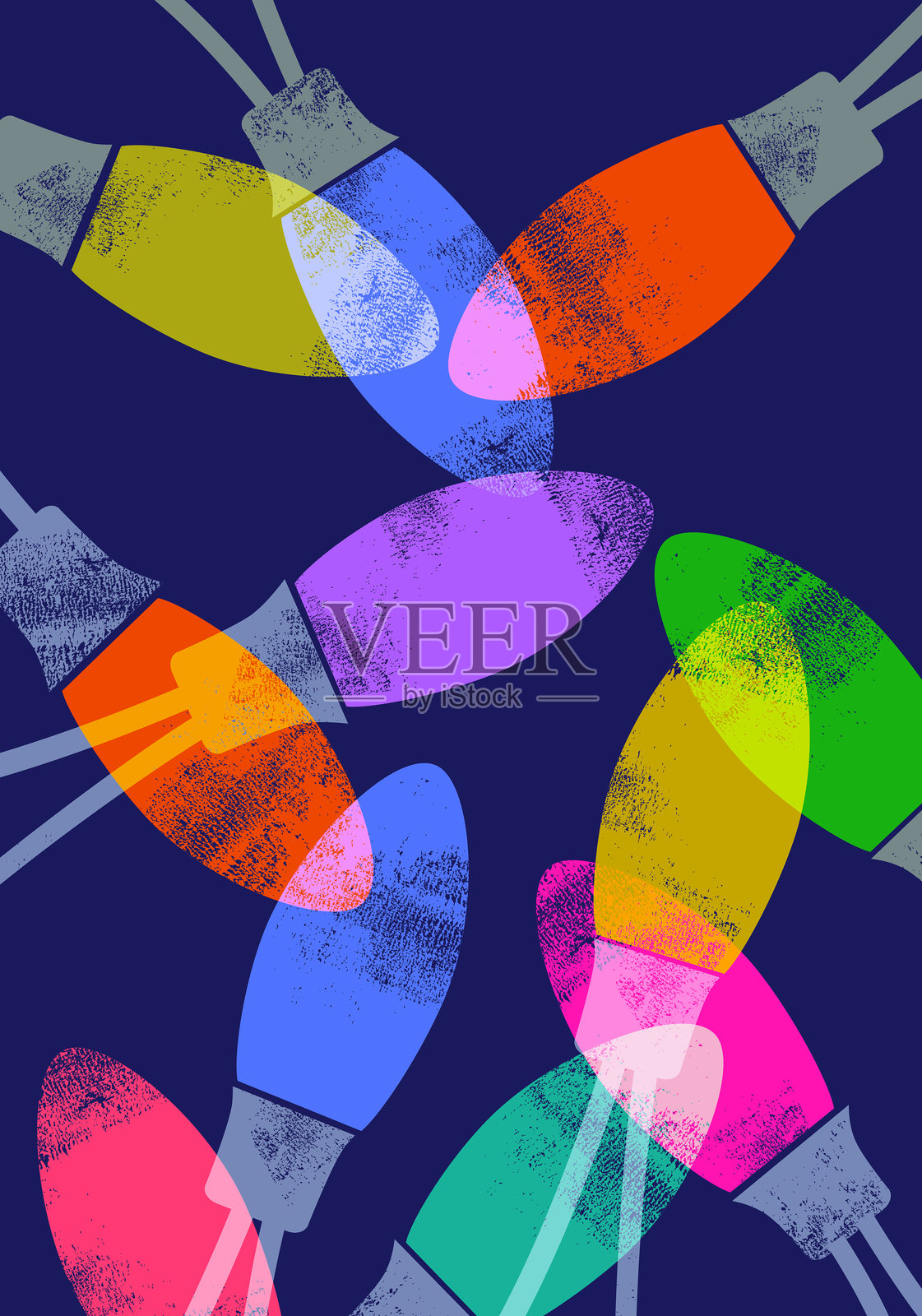 圣诞树灯光 - 凸版印刷纹理插画图片素材