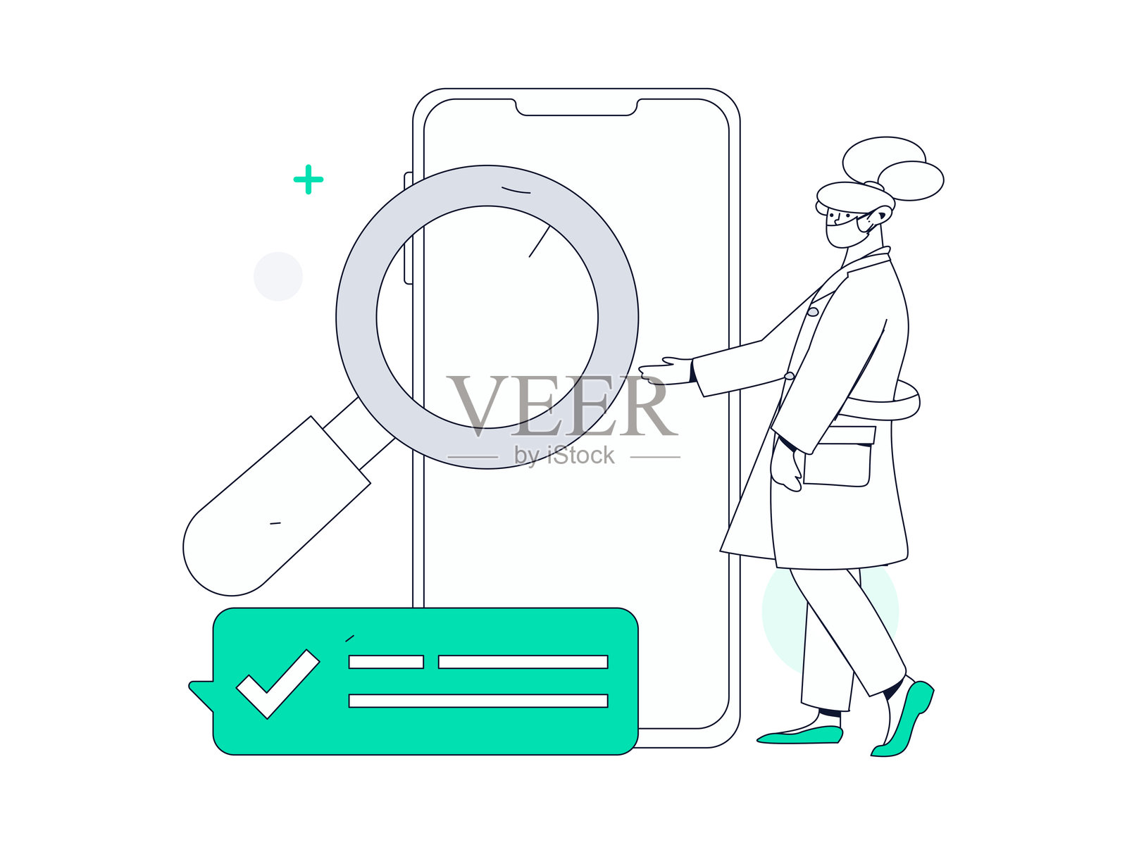 医生检查病人的扁平矢量概念手绘插图插画图片素材