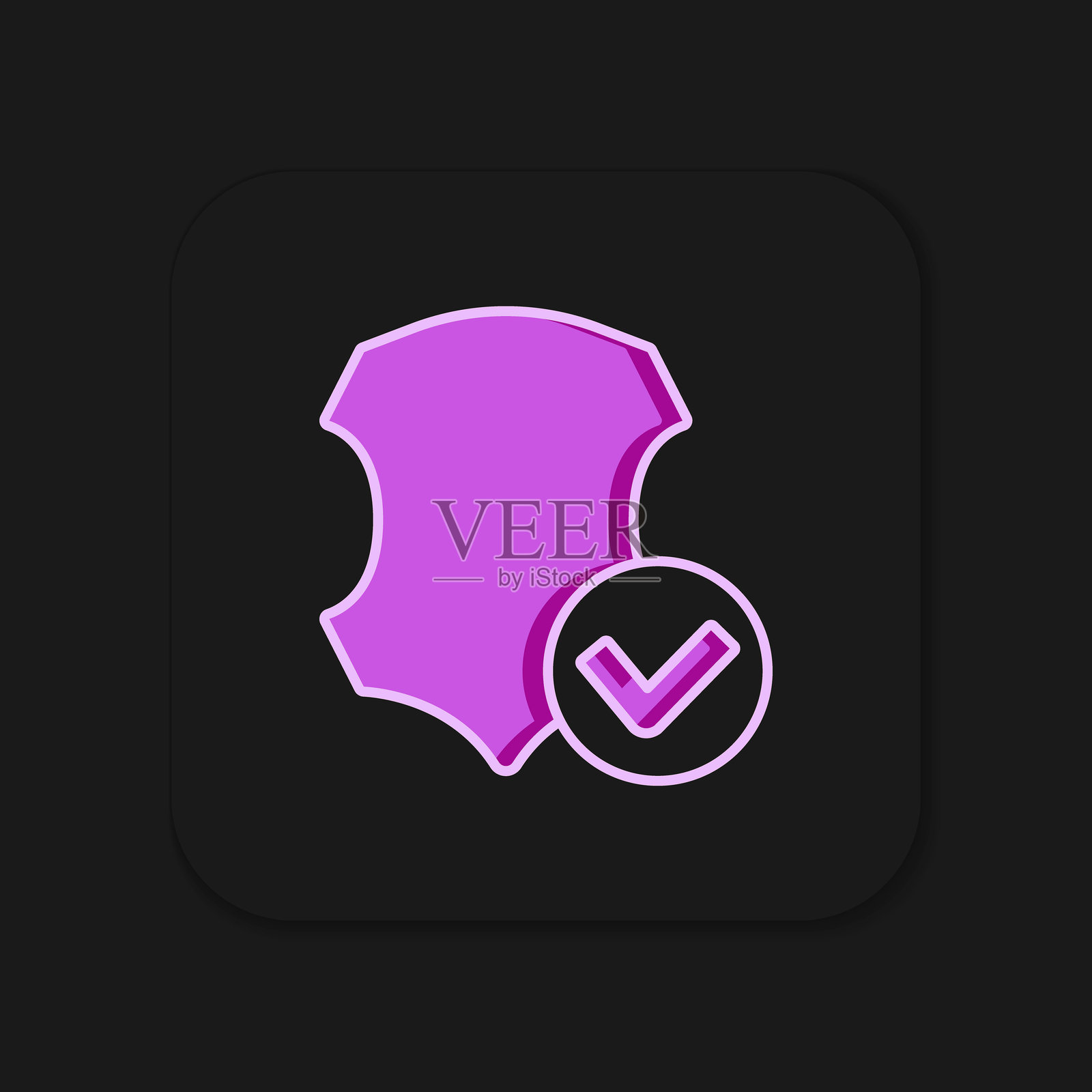 填充轮廓的皮革图标,孤立在黑色背景上。扁平填充轮廓风格,带有阴影。矢量图。插画图片素材